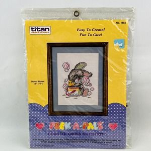 Titan Needlecraft Peek A Pals Bunny Picture #1452 Counted Cross‎ Stitch Kit